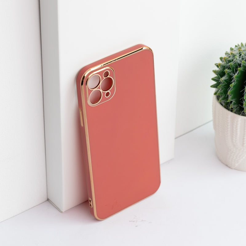 Apple iPhone 11 Pro Max Golden Edge Solid Color Cover iPhone 11 Pro Max June Trading Rouge Red  