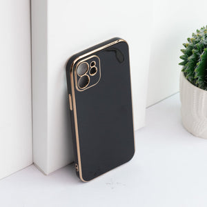 Apple iPhone 12 Golden Edge Solid Color Cover iPhone 12 June Trading Coal Black  