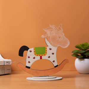 Rocking Unicorn Wooden Acrylic 3D Light 3D Lights June Trading   