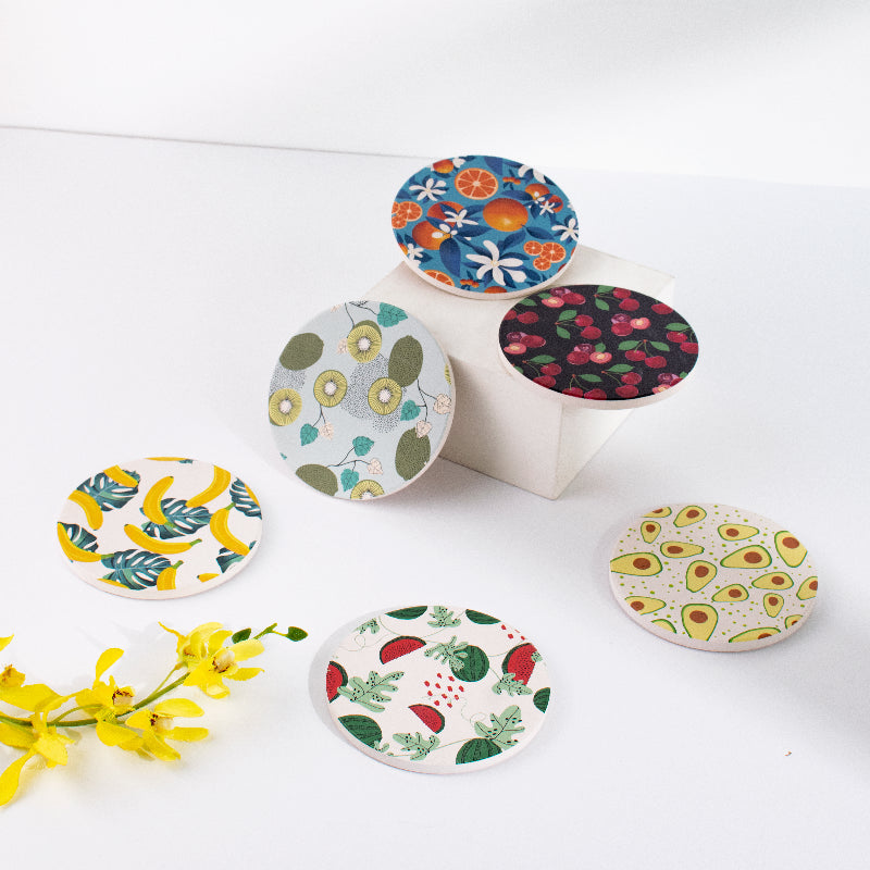 Fresh Fruits (Set Of 6) - Ceramic Coasters Coasters June Trading   