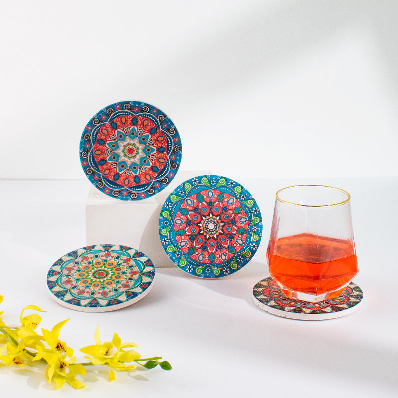 Traditional Print Ceramic Coasters (Set of 4) Coasters June Trading   