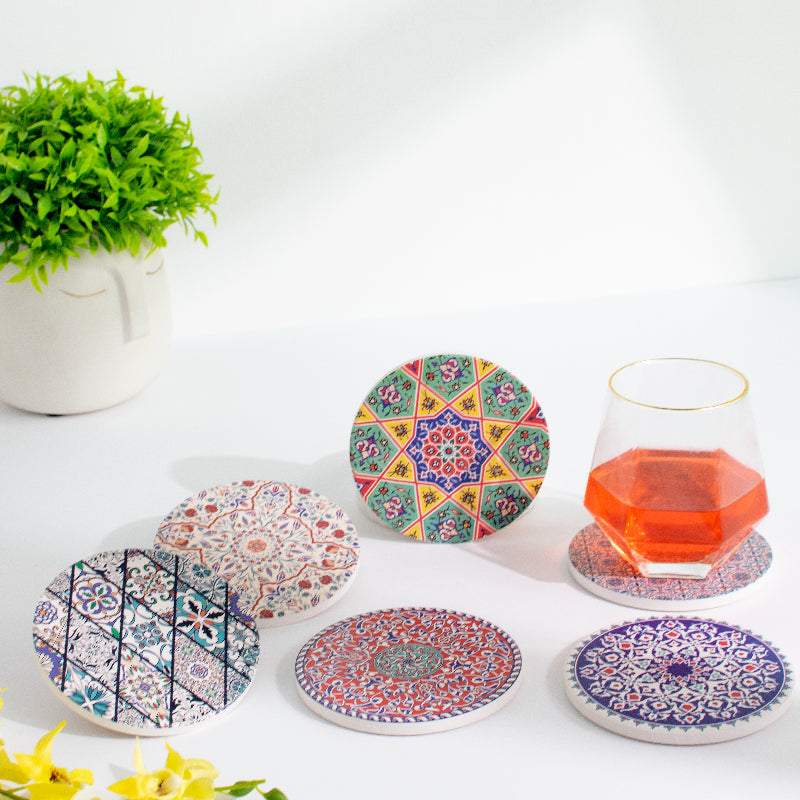 Bohemian Ceramic Coasters (Set of 6) Coasters June Trading   
