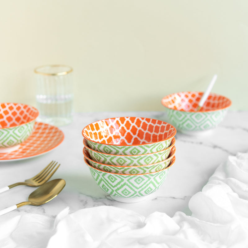 Sunset Orange Pattern Moroccan Bowl Bowls June Trading   