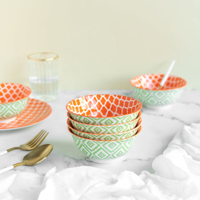 Sunset Orange Pattern Moroccan Bowl Bowls June Trading   