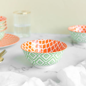 Sunset Orange Pattern Moroccan Bowl Bowls June Trading   