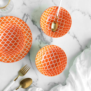 Sunset Orange Pattern Moroccan Bowl Bowls June Trading   