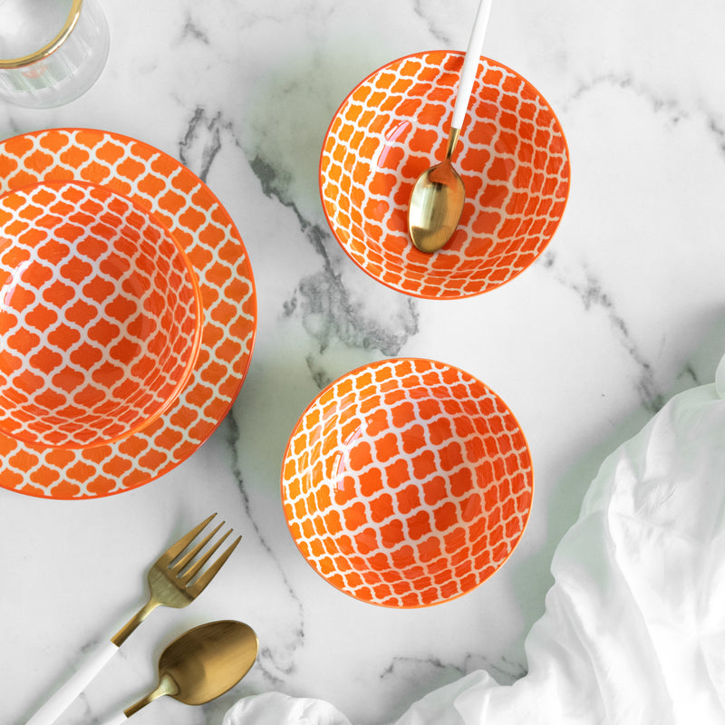 Sunset Orange Pattern Moroccan Bowl Bowls June Trading   
