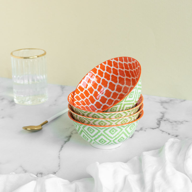 Sunset Orange Pattern Moroccan Bowl Bowls June Trading   