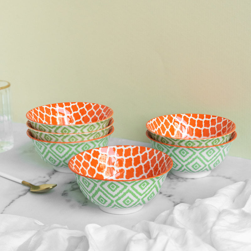 Sunset Orange Pattern Moroccan Bowl Bowls June Trading   