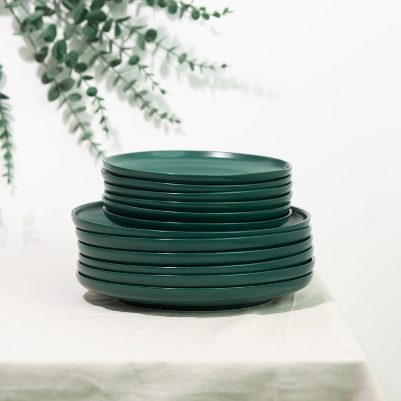 Matte Texture Ceramic Snack Plate - Forest Green (7 Inches) Starter Plates June Trading   