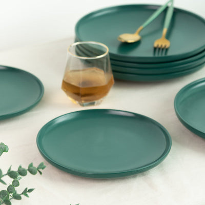 Matte Texture Ceramic 12 Pieces Dinnerware Set - Forest Green Dinner Sets June Trading   