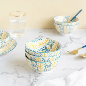 Colorful Designer Pattern Moroccan Bowl Bowls June Trading   