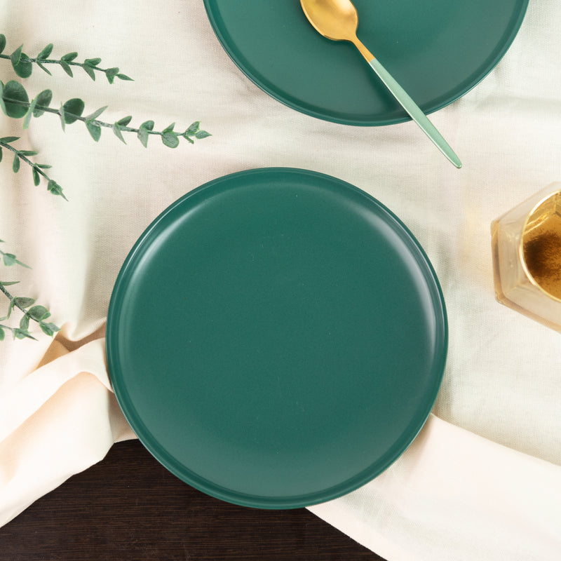 Matte Texture Ceramic Snack Plate - Forest Green (7 Inches) Starter Plates June Trading   