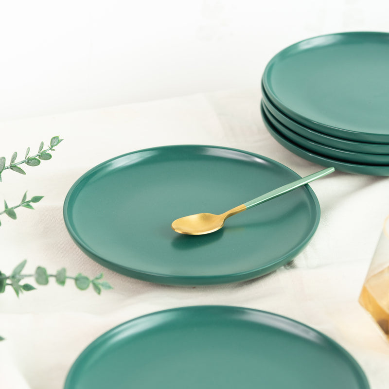 Matte Texture Ceramic 12 Pieces Dinnerware Set - Forest Green Dinner Sets June Trading   