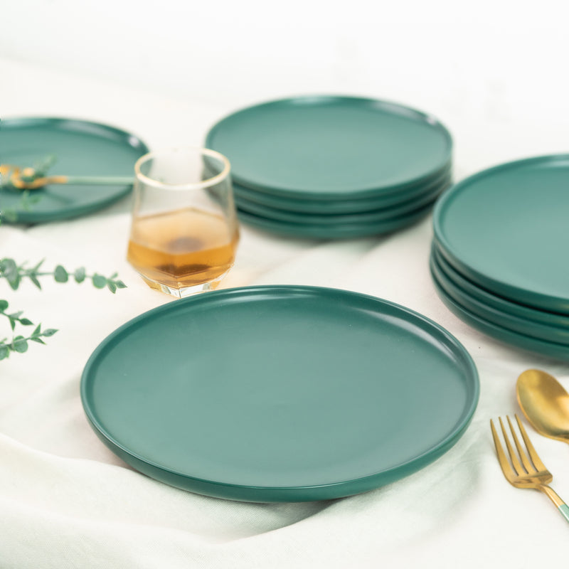 Matte Texture Ceramic Dinner Plate - Forest Green (9 Inches)