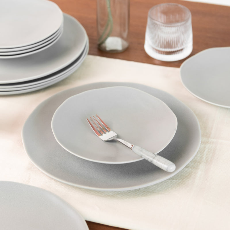 Uneven Soft-Hued Dinner Plate - Smoke Grey (9 Inches) Dinner Plates June Trading   