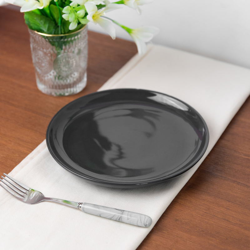 Glazed Ceramic Starter Plate - Coal Black (7 Inches) Starter Plates June Trading   