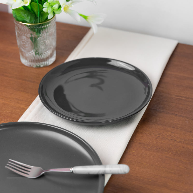 Glazed Ceramic Starter Plate - Coal Black (7 Inches) Starter Plates June Trading   