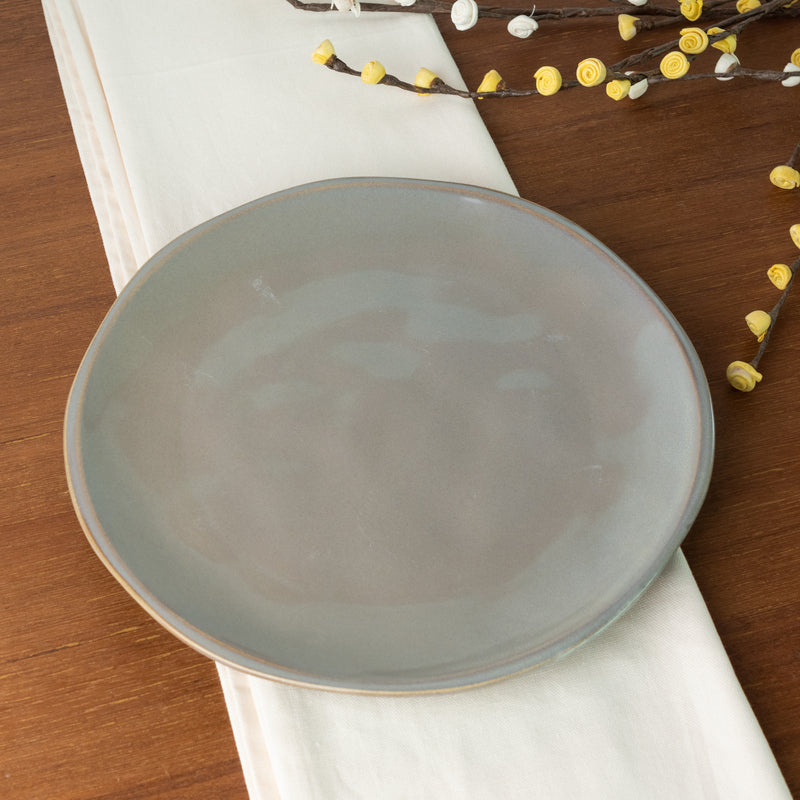 Uneven Glazed Soft-Hued Dinner Plate - Stone-Glazed Grey (10 Inches) Dinner Plates June Trading   