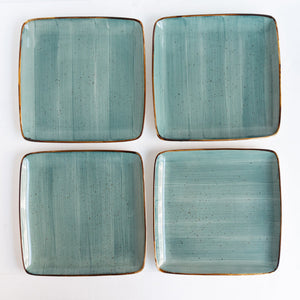 Square Gold Rimmed Green Dinner Plate Dinner Plates June Trading Set Of 4  