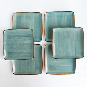 Square Gold Rimmed Green Dinner Plate Dinner Plates June Trading Set Of 6  