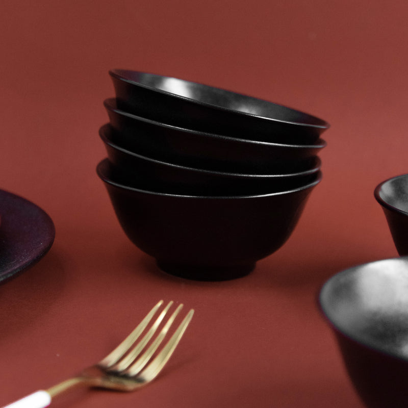 Rustic Style Black Bowl Bowls June Trading Set Of 4  