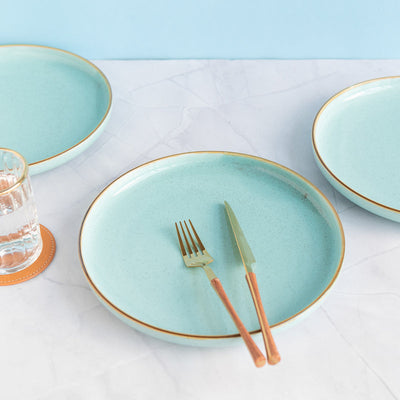 Luxury Aqua Gold Rimmed Dinner Plate Dinner Plates June Trading Single Plate  
