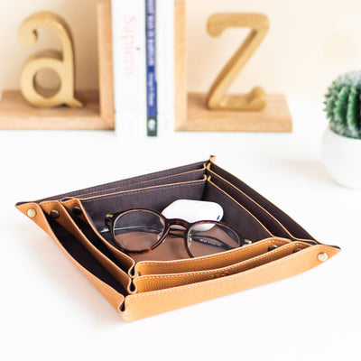 Set of 3 Rust Elegant Leather Desk Organizer Tray Desk Organisers June Trading   