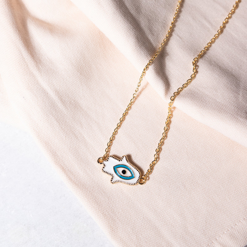 Tranquil White Evil Eye Pendant - Necklace Necklace June Trading   