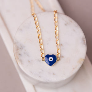 Blue Heart Evil Eye - Necklace Necklace June Trading   