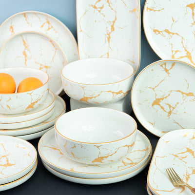 Marble Accent On White 18 Pieces Dinnerware Dinner Sets June Trading   