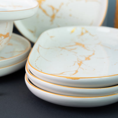 Marble Accent On White 18 Pieces Dinnerware Dinner Sets June Trading   