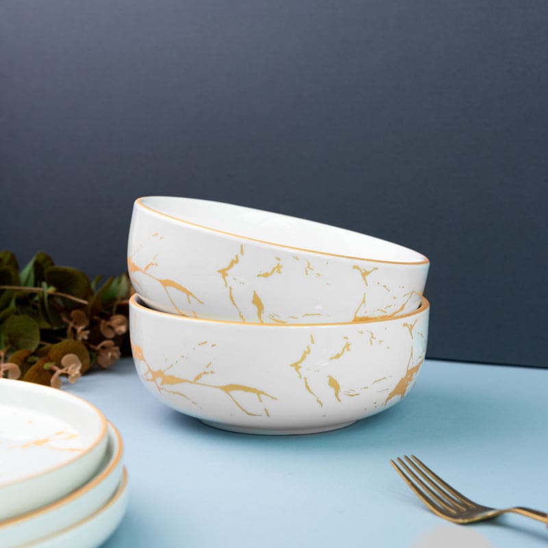 Marble Accent On White Salad Bowl (6 Inches)