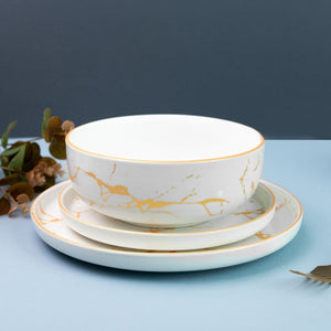 Marble Accent On White Salad Bowl (6 Inches) Serving Bowls June Trading   