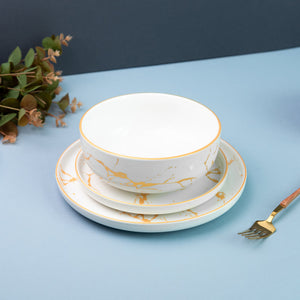 Marble Accent On White Salad Bowl (6 Inches) Serving Bowls June Trading   