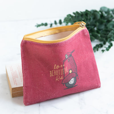 Life Is A Beautiful Ride - Canvas Pouch Pouch June Trading   