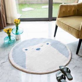 Polar Bear Round Wool Rug Rugs June Trading   