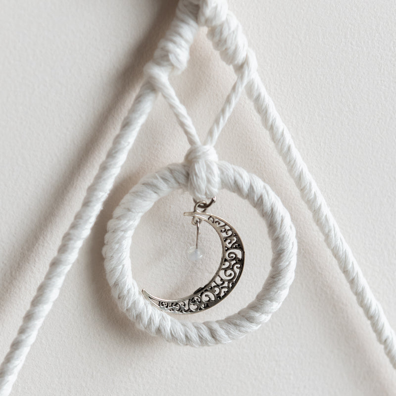 Decorative Macramé Handmade Wall Hanging With Fairy Lights Macrame June Trading   