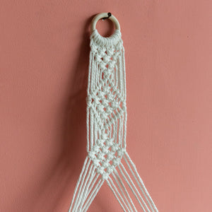 Pine Wood Macrame Wall Hanging Shelf With Fairy Lights Macrame June Trading   