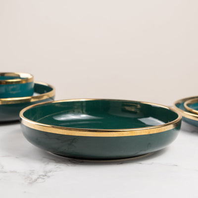 Midnight Green Gold Rimmed Rice Plate Pasta Bowl June Trading Rice Plate  