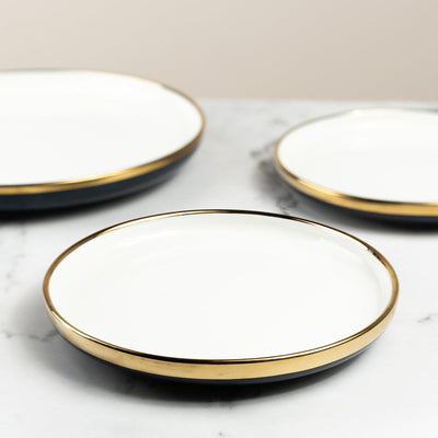 White & Blue Dual-Toned Gold Rimmed Starter Plate Starter Plates June Trading Starter Plate  