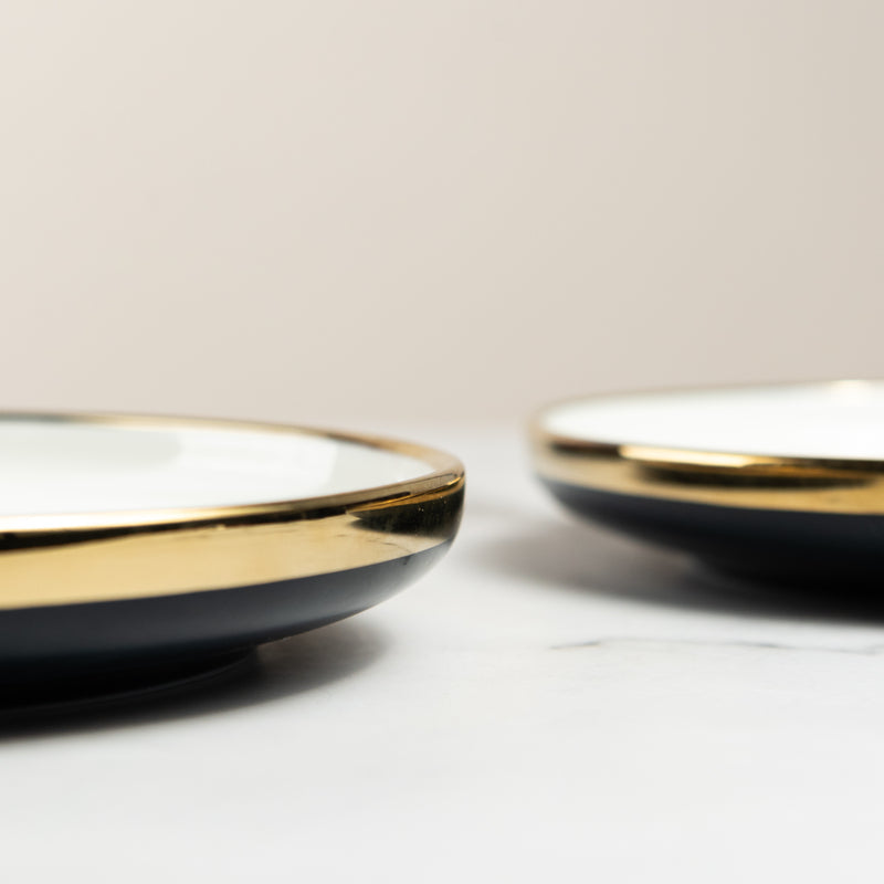 White & Blue Dual-Toned Gold Rimmed Starter Plate Starter Plates June Trading   