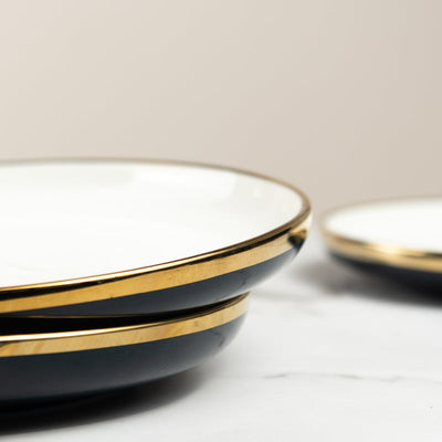 White & Blue Dual-Toned Gold Rimmed Starter Plate Starter Plates June Trading   