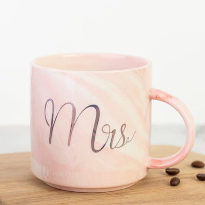Blush Pink Mr and Mrs Mug Coffee Mugs June Trading   