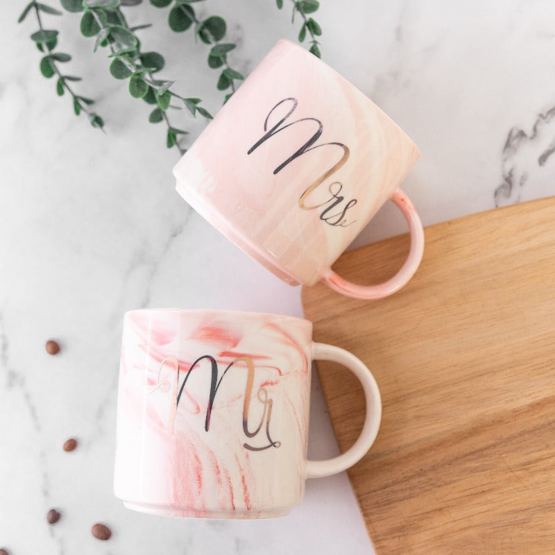 Blush Pink Mr and Mrs Mug Coffee Mugs June Trading   