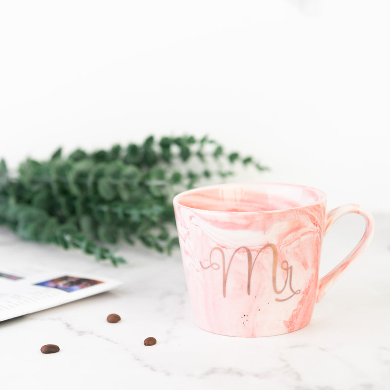 Marble Print Mr. & Mrs. Marble Coffee Mug Coffee Mugs June Trading Mr. Pink  