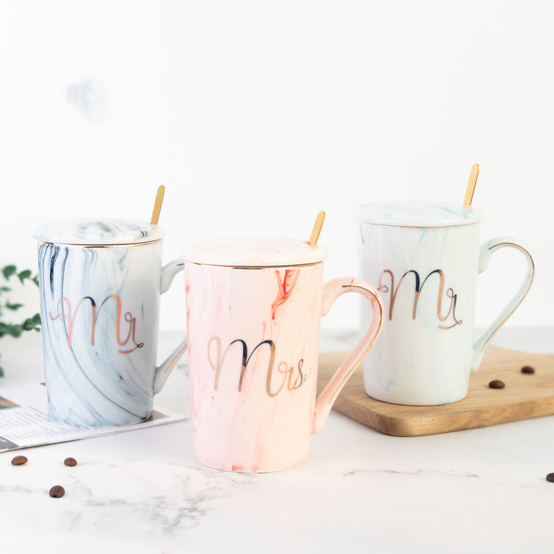 Elegant Mr. & Mrs. Marble Coffee Mug With Lid