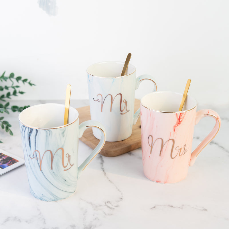 Elegant Mr. & Mrs. Marble Coffee Mug With Lid