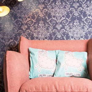 Unicorn Llama Print Cushion Cover (Set of 2) Cushion Cover June Trading   