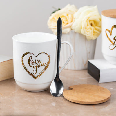 Express Your Love Ceramic Mug With Wooden Lid Coffee Mugs June Trading Love You  